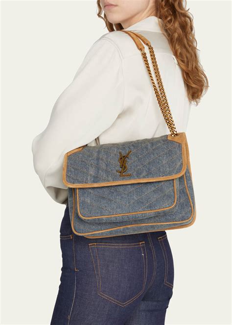 ysl denim chain bag|YSL quilted shoulder bag.